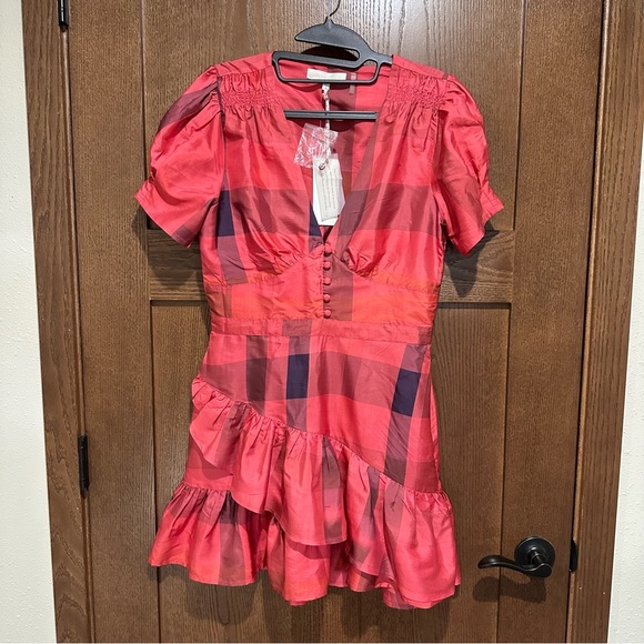 LoveShackFancy Bea Ruby Red 100% Silk Dress - Picture 2 of 7